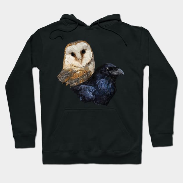 Raven and Owl Hoodie by obscurite